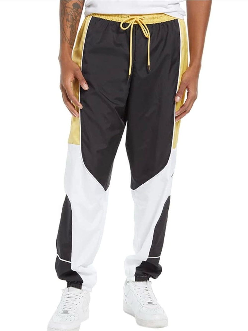 Nike Men's Black White Gold Colorblock Track Pants
